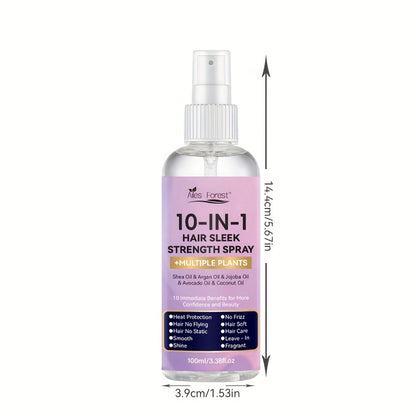 Hair Care Spray 10-in-1 No-Rinse Leave-In Conditioner — Fragrance-Free, Anti-Frizz, Detangling, Shine-Boosting, Plant-Based Formula for Dry Damaged Hair, All Hair Types, 100ml