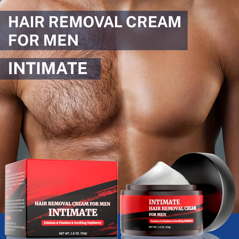 Men's Hair Removal Cream for Intimate Areas Fast-Acting Painless Depilatory with Squalane for Groin Chest Back Body Sensitive Skin 50g 1-5 Pack