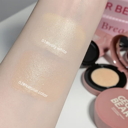 Cushion BB Foundation Cream with Replacement Core - Waterproof Oil Control Invisible Pore Coverage, Moisturizing Lightweight Formula, Buildable Natural Finish for All Skin Types, Ivory White
