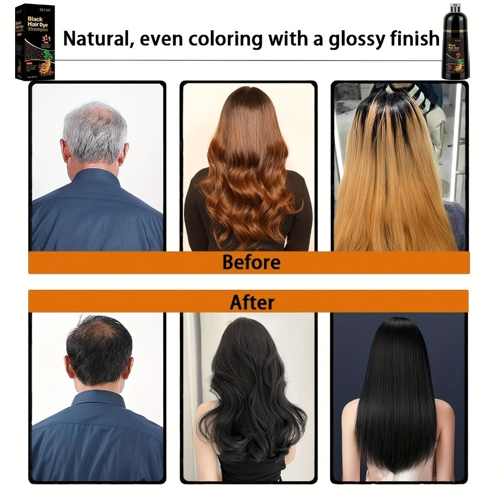 16.91oz Herbal Natural Hair Dye Shampoo for Grey Hair, 3 in 1 Instant Hair Color Shampoo, Care Shampoo, Color Your Hair in Minutes, Fluffy And Smooth Summer Formula for Both Men And Women