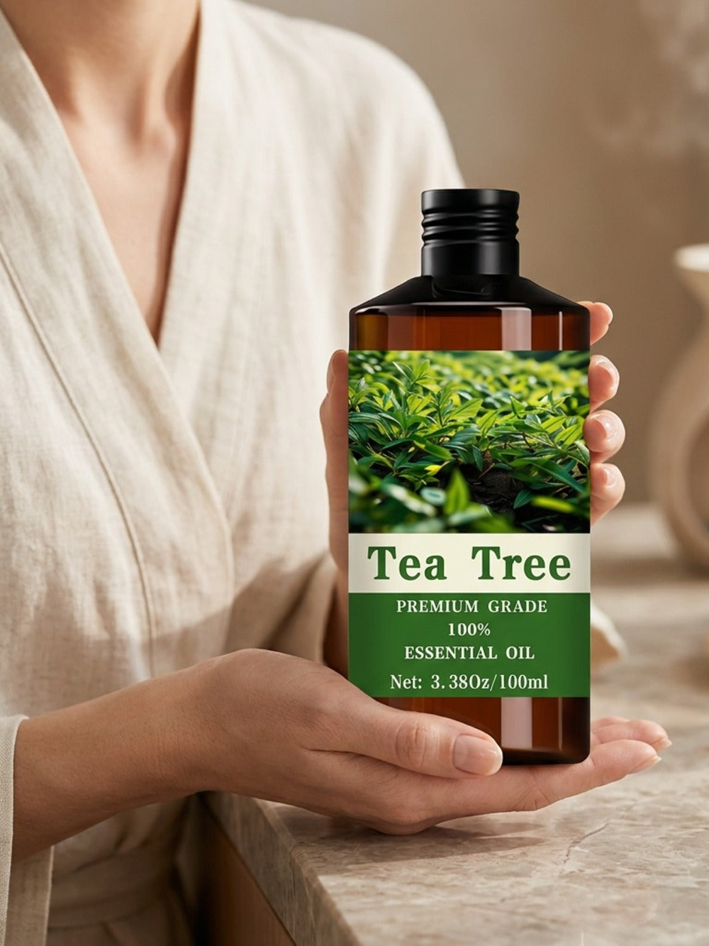 Tea Tree Essential Oil, 100Ml/3.38 Fl.Oz, 100% Pure Care Grade for Nail, Hair And Skin Care, Massage, Moisturizing Massage Essential Oil for Men And Women, Meditation Gift, Perfect Christmas Gift