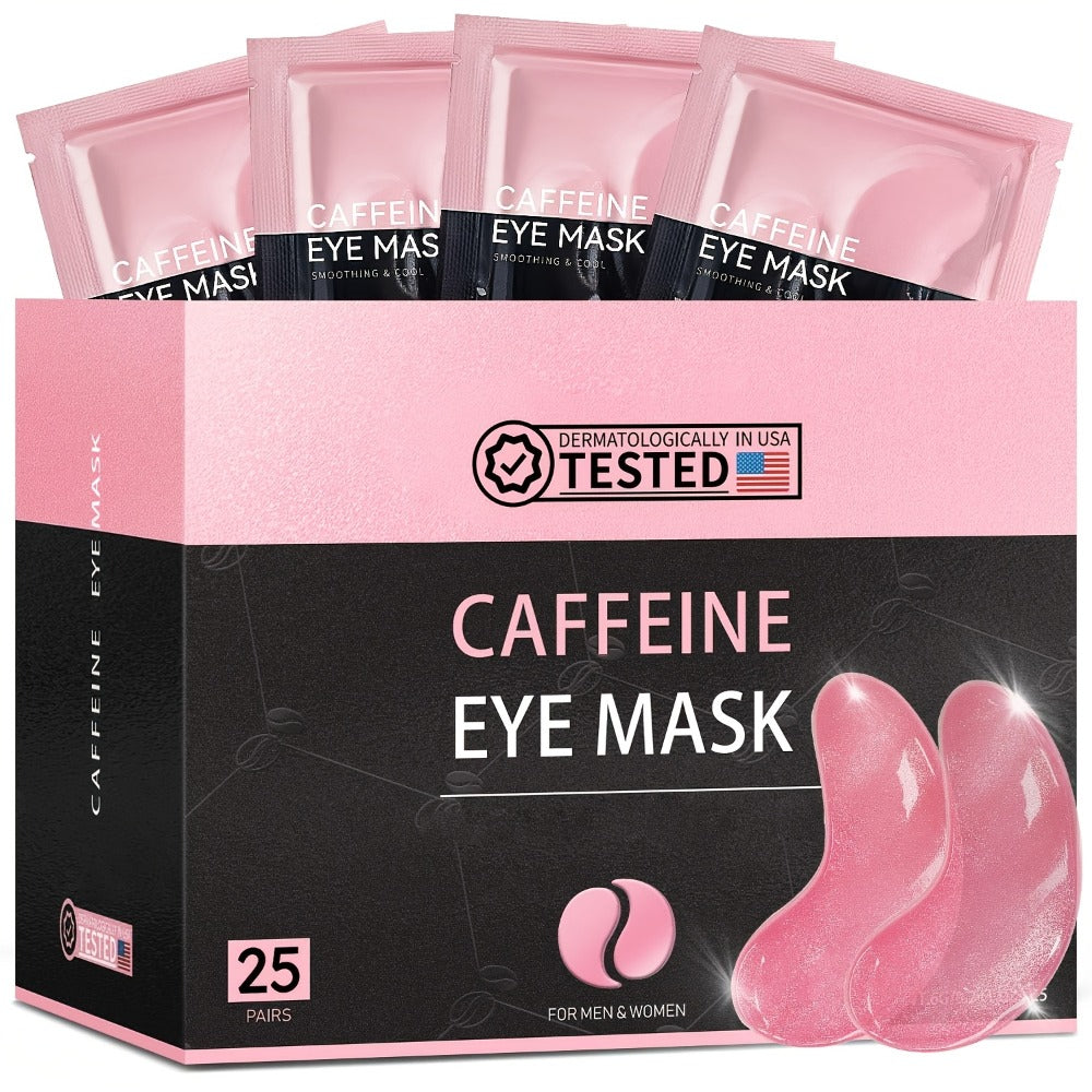 Under Eye Mask Patches 25 Pairs – Caffeine, Hyaluronic Acid & Aloe Vera Collagen Eye Masks for Dark Circles, Puffiness & Deep Hydration | All Skin Types, Men & Women
