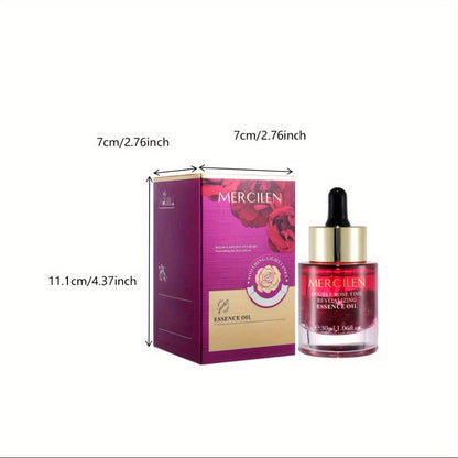 Rose Essential Oil — Plant-Based Squalane & Avocado Oil Hypoallergenic Moisturizing Face & Body Oil for Dry Skin | Natural Hydrating Skincare for All Skin Types | MERCILEN