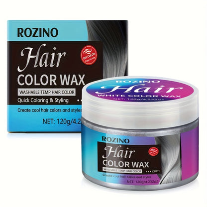 Grey Hair Color Wax ROZINO 3-in-1 Color Style & Fix Vitamins Protein Hides Grey Instantly Natural Volume Easy Wash 72Hr Fruity Oceanic Scent 120g 4.23oz