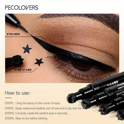 Eyeliner Stamp Pen Double-Ended 8 Styles - Quick Dry Waterproof Liquid Eyeliner in Red & Black, Lazy Wing Liner for Precise Effortless Eye Makeup