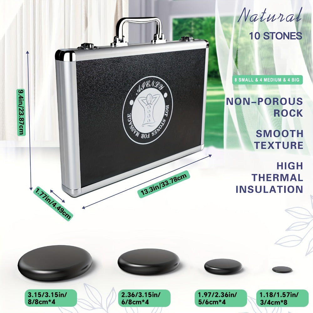 Hot Stones Massage Set With Temperature Adjustment-20pcs Hot Stones With Heater Kit, Professional Massage Tool For Spa-LSuitable For Neck, Back, Stomach, Leg And Body Massage