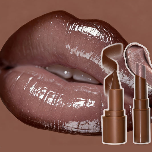 Dark Lip Liner Pen + Metallic Solid Lipstick Set | Creates A Three-dimensional Lip Shape, One Application Gives A Full And Shiny Effect, Long-lasting Color Retention Without Smudging, Ideal Gift For Any Occasion