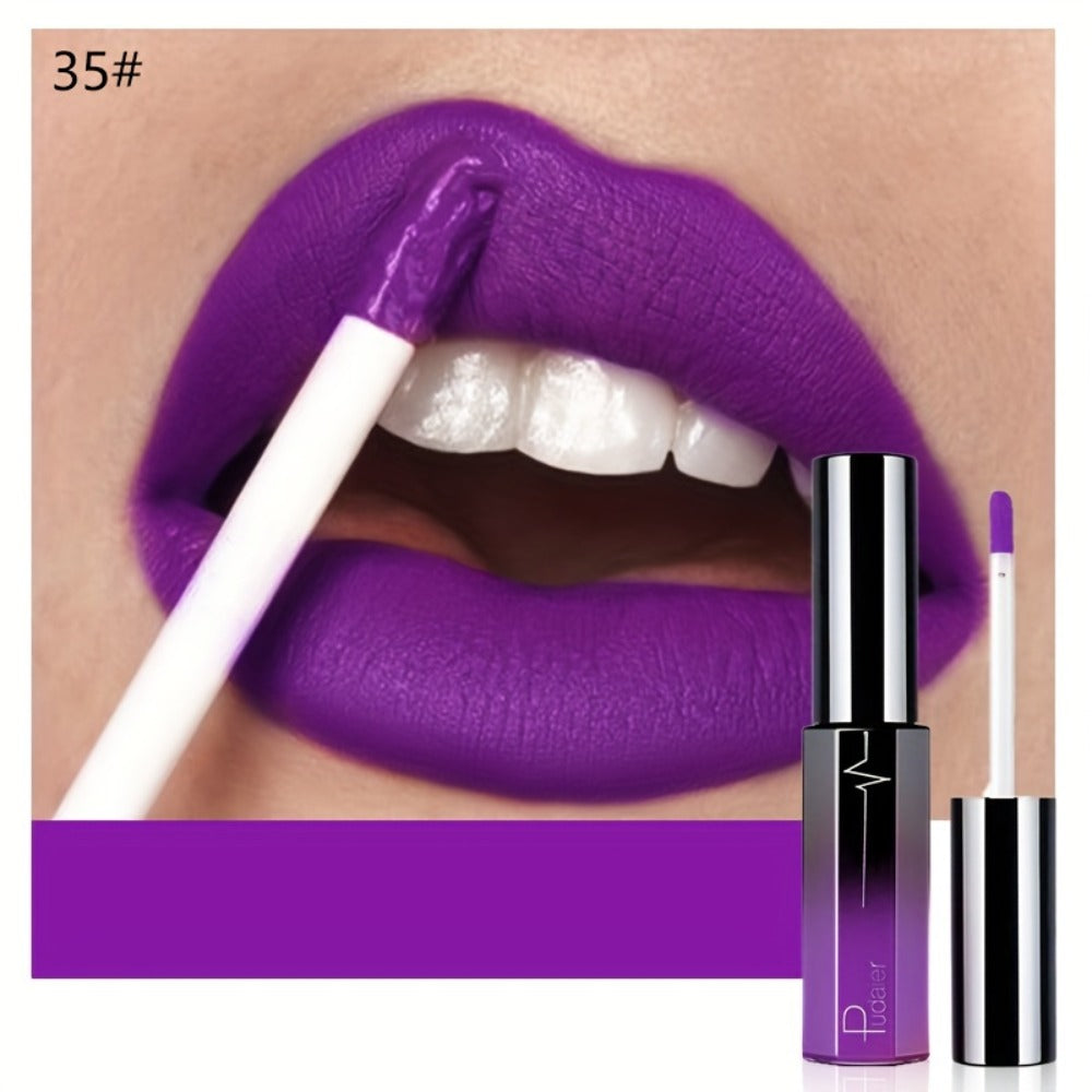 Matte Liquid Lipstick Velvet Finish 24H Waterproof - Long-Lasting High Pigment Anti-Smudge Cup-Proof Lip Glaze 20+ Bold Shades All Skin Tones Pudaier