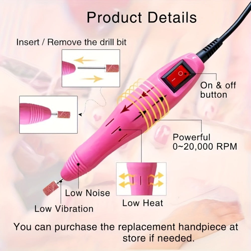 20000RPM Electric Nail Machine Desktop Equipment with Milling Cutters Bits Set Gel Cuticle Armor Removal Pedicure Manicure Tool Professional Electric Nail Drill Milling Machine for Manicure Pedicure Files Tools Kit Nail Polisher