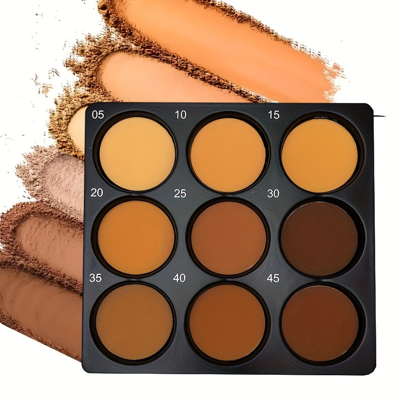 9 Tone Contour And Concealer Palette, Medium And Deep Tone, Create Natural 3D Makeup Effect, Matte Effect, Waterproof And Sweat Proof, Oil Control Foundation Make-Up And Eye Shadow, Suitable for All Skin Types, Eye Shadow Primer | Fashion Design | Wa