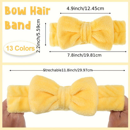 Spa Headbands for Washing Face 52 Pack Soft Coral Fleece Bow Headband Fluffy Makeup Headband for Women Skincare Shower Facial Cosmetic Headbands 13 Colors Bulk Set Slumber Party Supplies