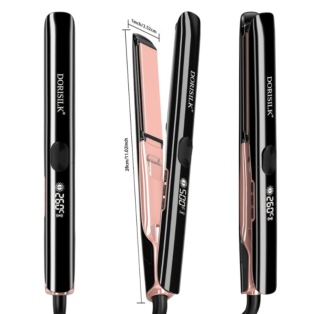 Hair Straightener, 1 Inch Flat Iron Straightener And Curler 2 In 1, Professional Ceramic Ionic Dual Voltage Straightener For Less Frizz, Shinier Smoother Hair