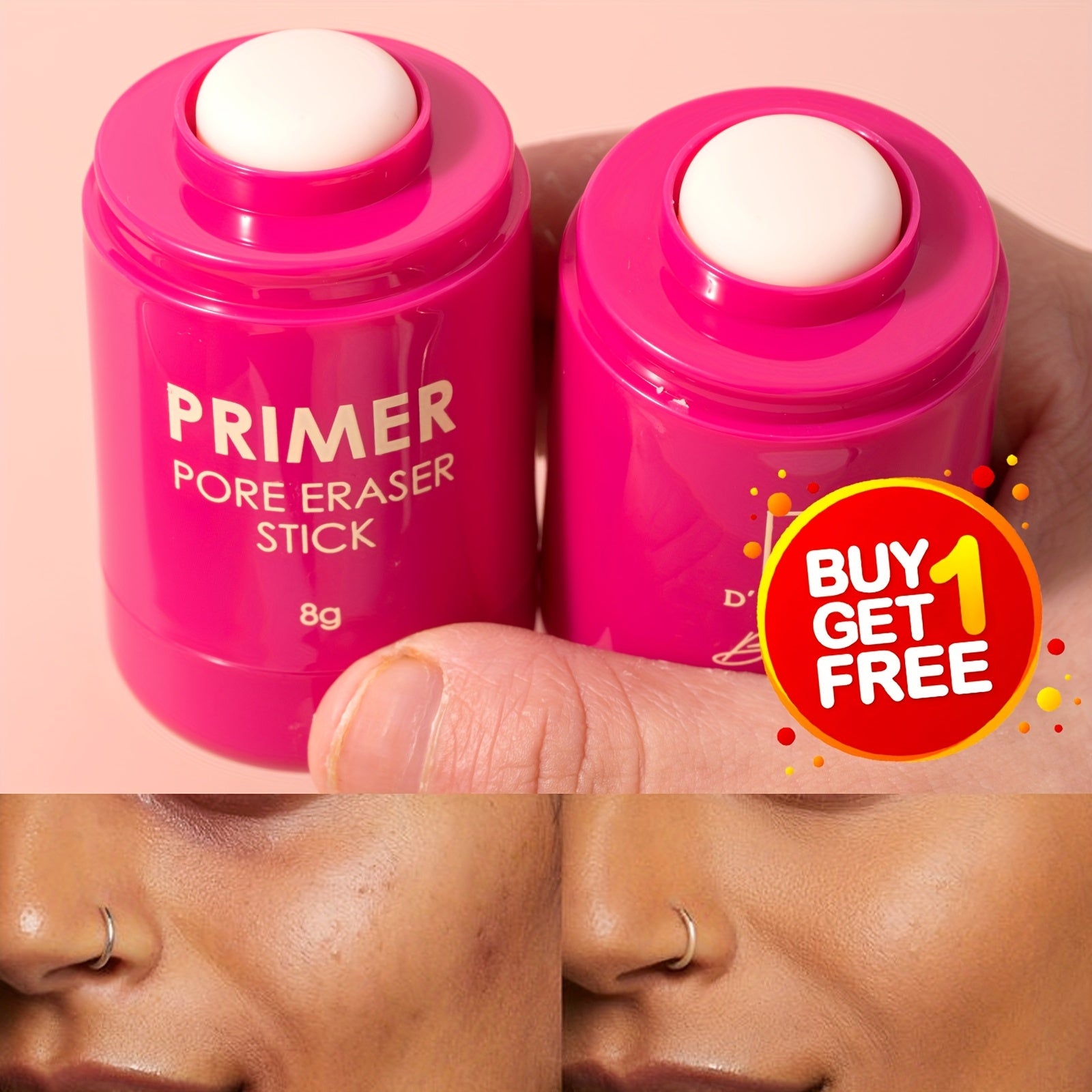 [2pcs Primer Stick Set] Long-Lasting Oil Control Moisturizing 2pcs Primer Stick Set - Smooth Cream Texture, Lightweight Wearable Base Makeup, Pore-Hiding, Strong Oil Control Hydration, Matte Finish, Light Beige Smoothing - 0. 56oz