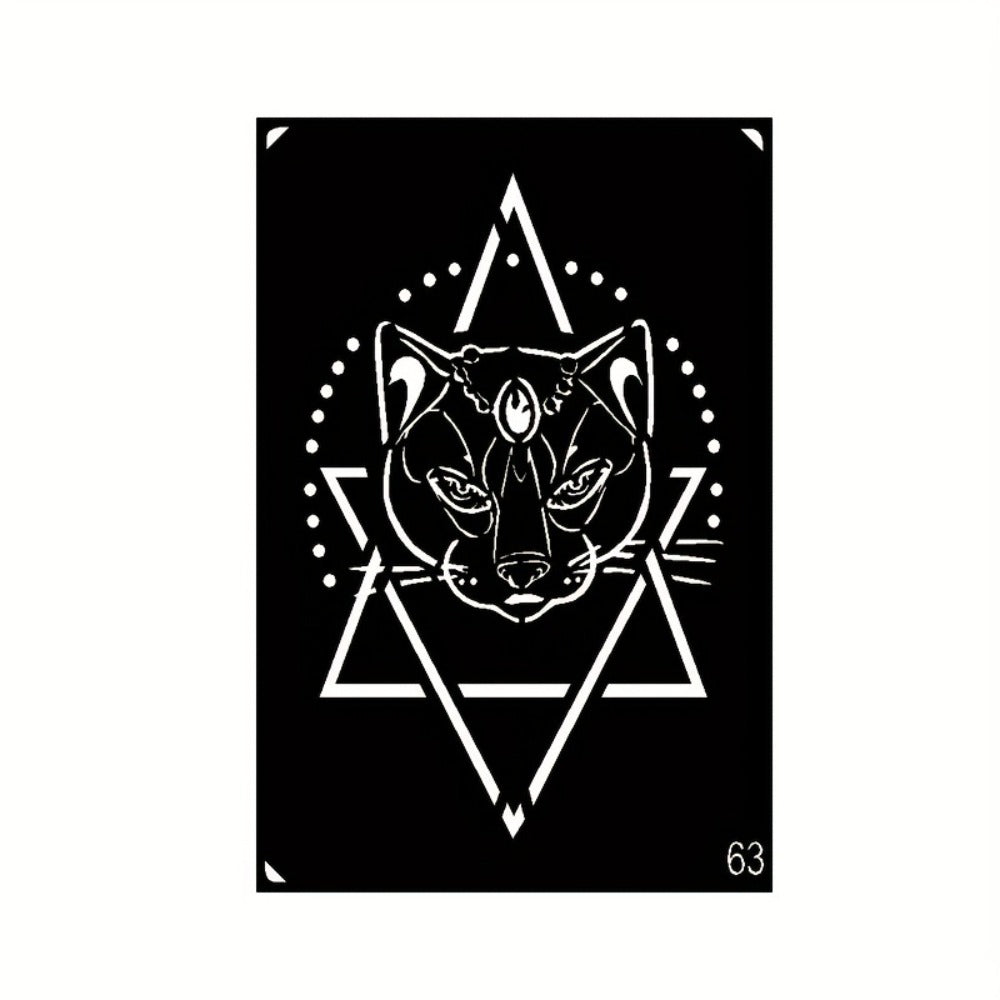 Tattoo Stencil Kit, Reusable Temporary Tattoos Stencils, Airbrush Tattoo Stencil Stickers, Whale Dolphin Cat Deer Wing Crown Creative Cross Moon And Sun Pattern, Tattoos Stencil for Adults And Beach Festivals Parties