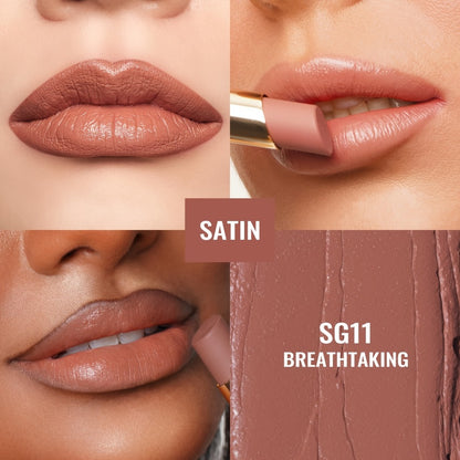 Nude Lipstick Set Oulac Satin Finish - Lightweight Moisturizing Full Coverage Lip Color, Cream-to-Satin Formula, 12g Each, Gift-Ready for Women All Skin Tones (LT-SG Nude Set 2 & 3)