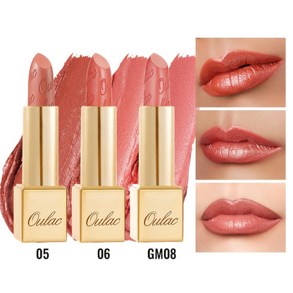 Metallic Lipstick Set 3 Pcs – 24-Hour Smudge-Proof & Transfer-Resistant Lip Color by Oulac, Lightweight Full-Coverage Lips Makeup, Long-Lasting Glossy Finish, 12.9G/0.45oz