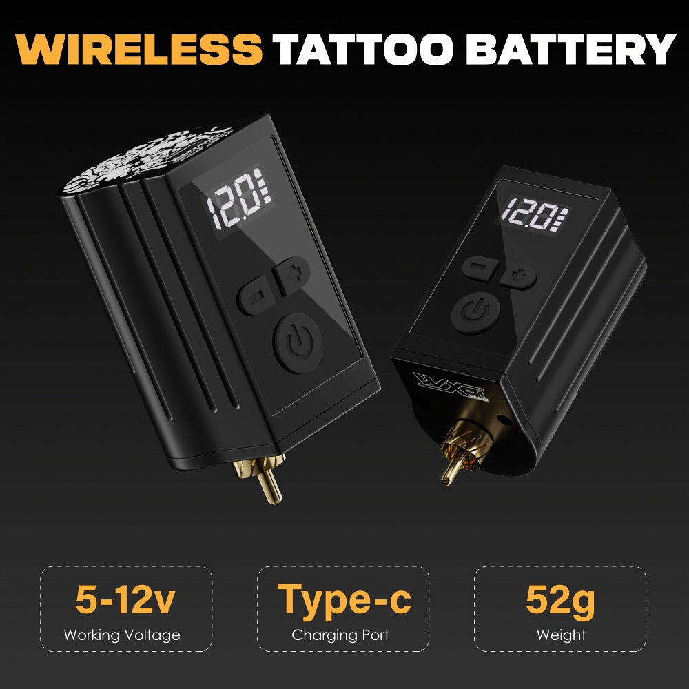 Tattoo Battery Power Supply, 1450Mah Lithium Battery Pack with Display, Tattoo Gun, RCA, Rechargeable Cordless Battery for Tattoo Pen, Rotary Wireless Tattoo Machine Additions As Gift, Body Art Makeup Gift