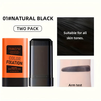 Disposable Hair Root Touch-Up Stick 2pcs - Portable Gray Coverage Hair Dye Stick with Plant-Based Squalane | Long-Lasting | 3 Shades | All Hair Types