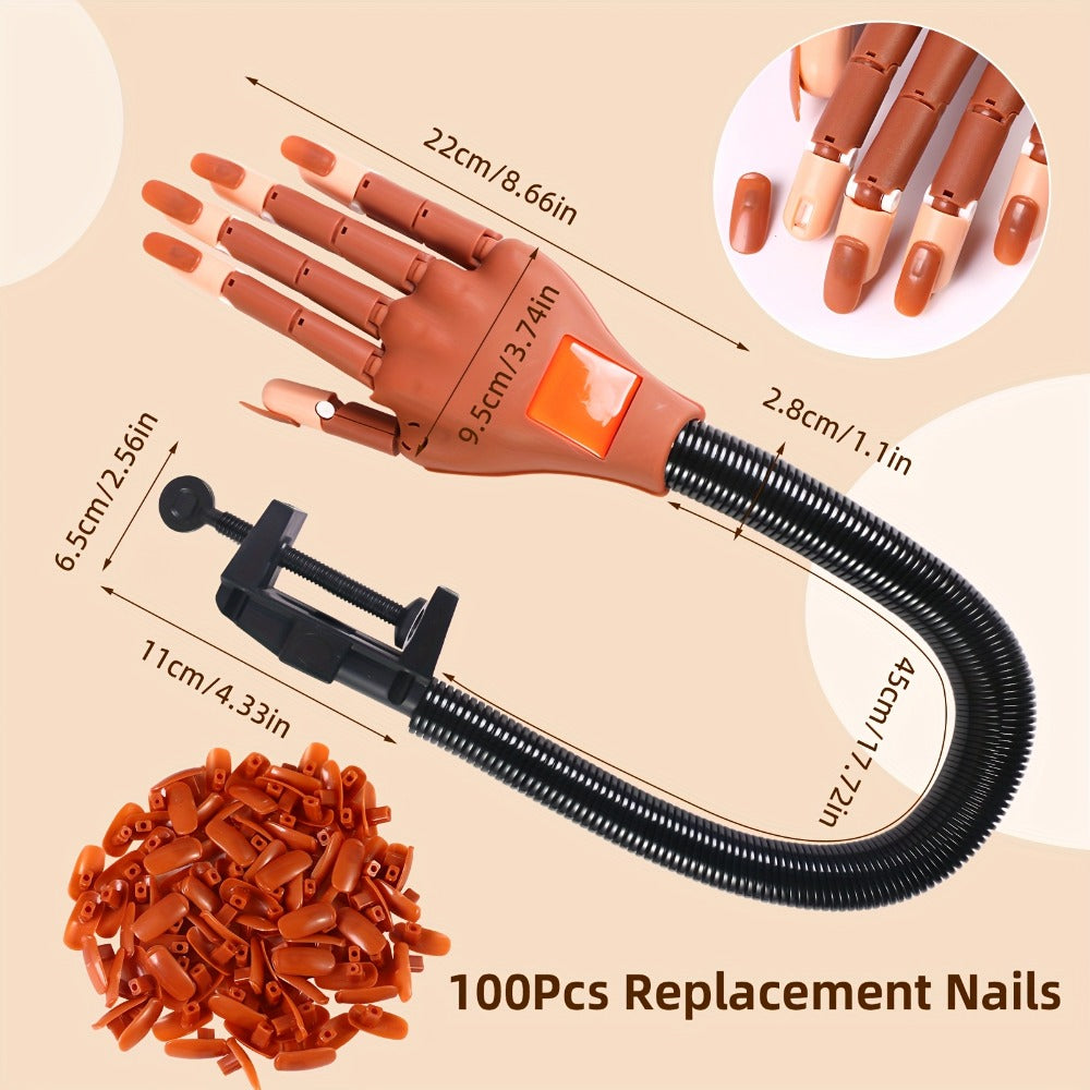 Acrylic Nail Exercise Hand, Flexible Nail Exercise Hand Training Kit, Nail Practice Fake Nail Glove Set