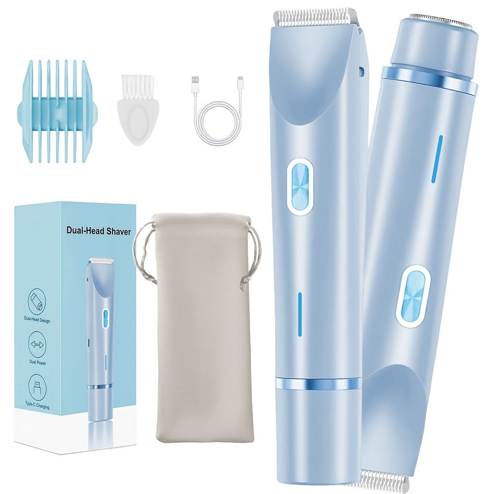 Women'S Dual-Head Electric Shaver, 2-In-1 Trimmer for Bikini Area, Portable And Rechargeable. Includes Precision Trimming Combs for Gentle, Smooth Hair Removal on Face, Arms, Legs, And Bikini Line. Perfect As a Mother'S Day Gift