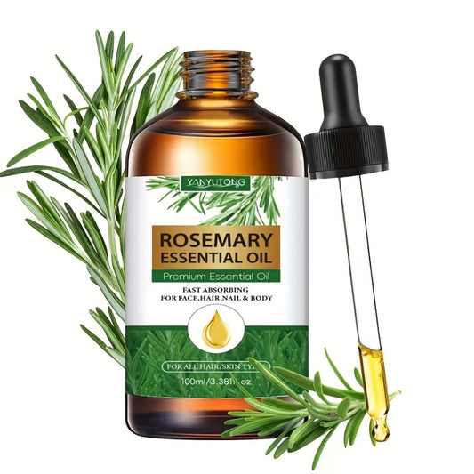 3.38oz of Rosemary Essential Oil, Versatile for Hair And Skin Care, for Treating Split Ends, Enhancing Eyebrows And Eyelashes, Suitable for Face And Body, Compatible with All Hair Types, Can Be Used As Rosemary Bath Oil
