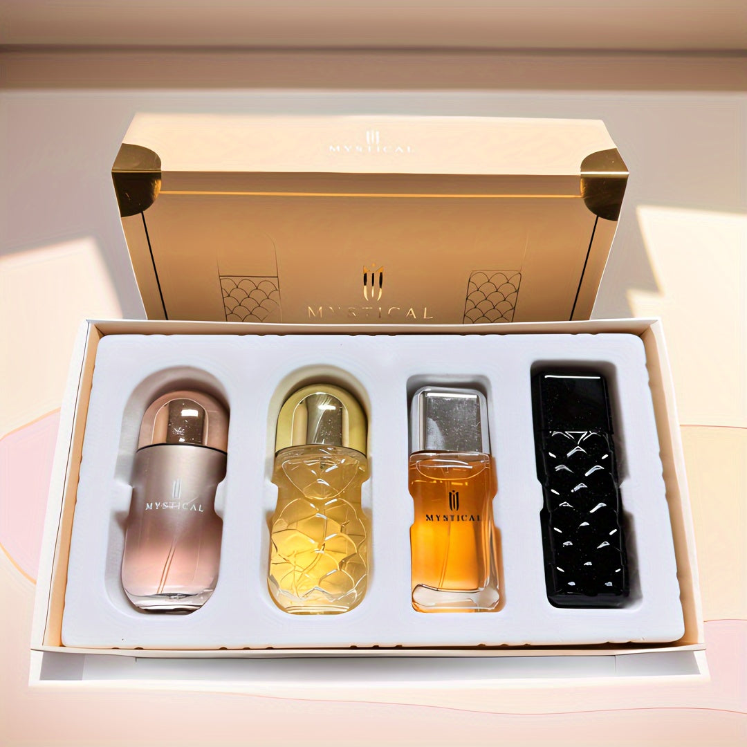 [Mystical Fragrance Gift Set] Mystical Women's Fragrance Gift Set - Lasting Fragrance Fresh, Unisex, Portable Travel Set, Mother's Day, Valentine's Day, Birthday Gift Recommendation, Perfume For Daily Life, Dating And Gifting, Four Different Fragrances