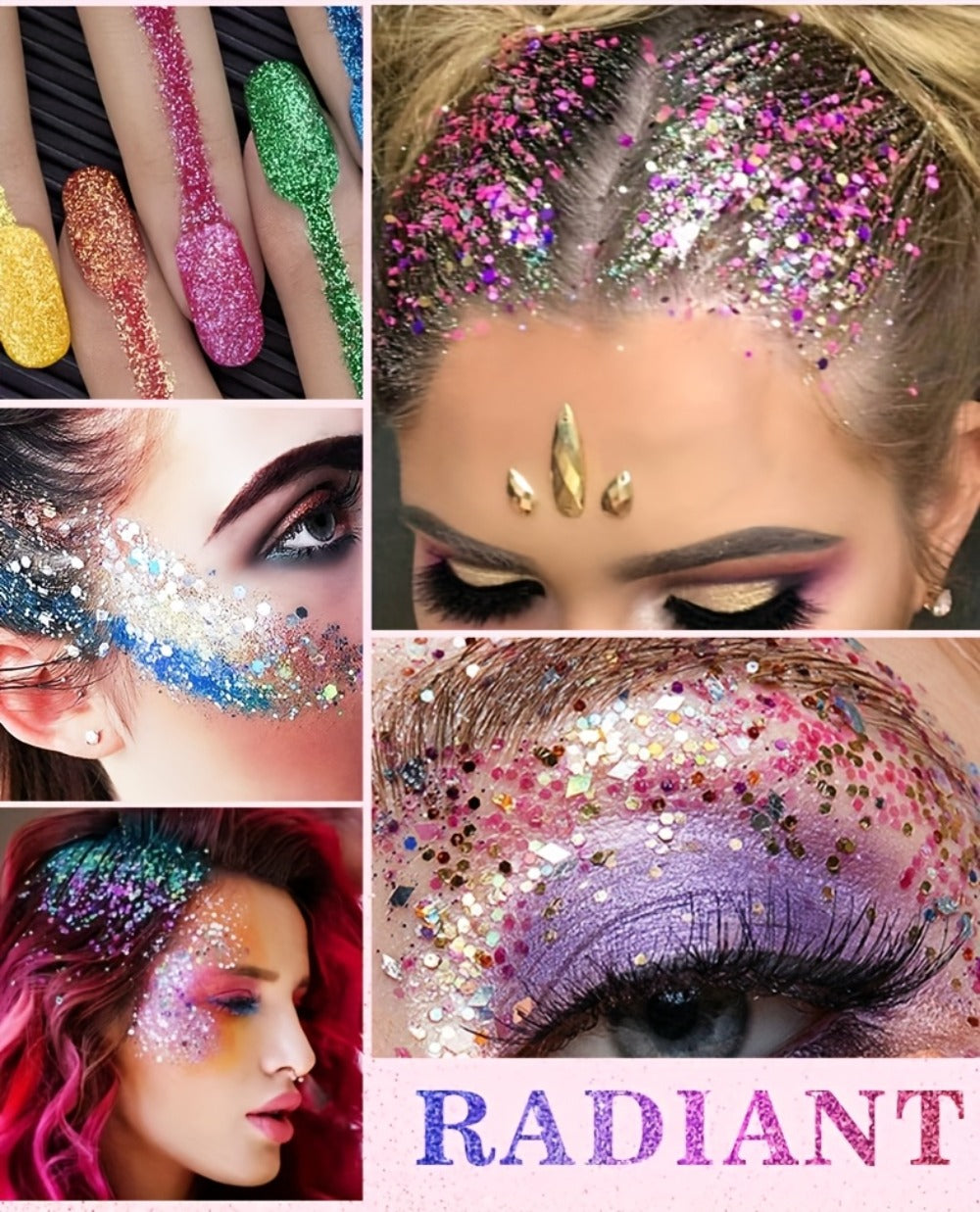 10 Color Set Face & Body Glitter - Cosmetic-Grade Holographic Glitter Gel - Makeup For Festivals, Raves, Anime Cosplay - Safe For Face, Easy Application & Removal