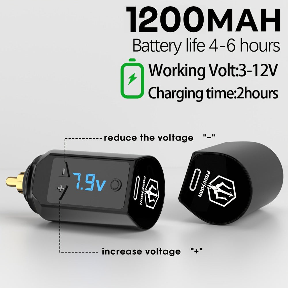 Wireless Tattoo Battery Pack RCA - USB Rechargeable Cordless Power Supply, 6H Runtime, Lightweight Portable for Tattoo Guns & Machines, Professional & Beginner Artists