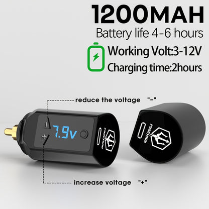 Wireless Tattoo Battery Pack RCA - USB Rechargeable Cordless Power Supply, 6H Runtime, Lightweight Portable for Tattoo Guns & Machines, Professional & Beginner Artists