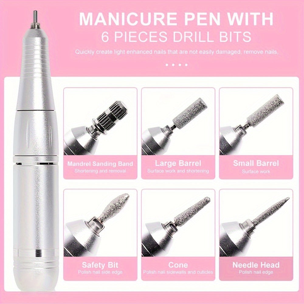 45000RPM Adjustable Speed Low-noise Nail Drill Cordless Display Power Portable Nail File Nail Grinder Suitable for Home Nail Salon Gel Nail Polishing for Nail Salon And Home