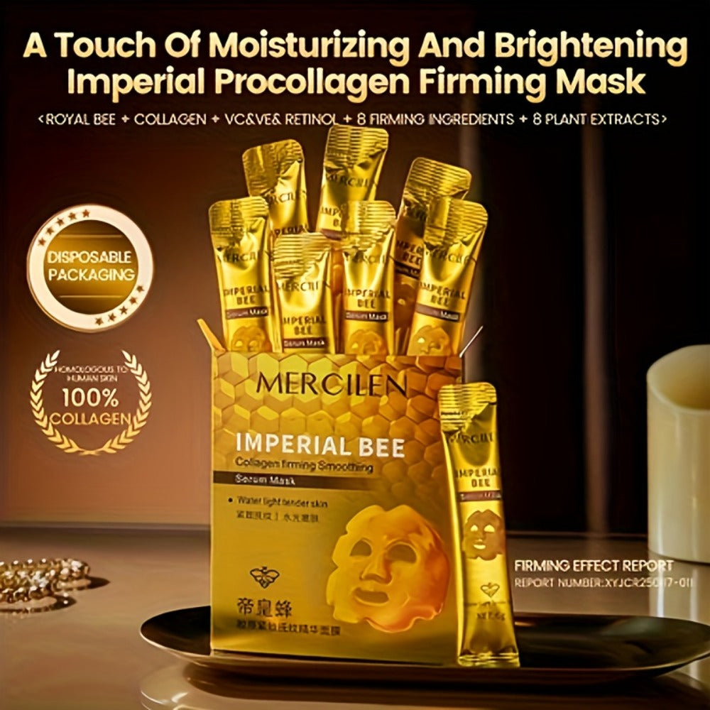 3 Boxes MERCILEN Emperor Propolis Bee Mask - with Royal Jelly, Nicotinamide, Hyaluronic Acid & Plant-Based Squalane - Deeply Hydrating, Brightening, Face Mask for Sensitive Light Beige, Golden Bee Serum - Travel-Friendly Skincare, Light Beige Color