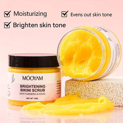 Bikini Area Scrub with Glycolic Acid & Turmeric – 150g | Kojic Acid Exfoliating Paste, Brightening Body Scrub for Dark Spots, Ingrown Hair & Hyperpigmentation, Radiant Smooth Skin