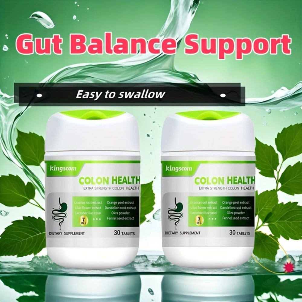 1/2/3 Bottles, [High Fiber Program] KINGSCOM Gut Supplement Advanced Herbal Formula with Licorice Root & Dandelion Root 60 Tablets | 30-Day Supply