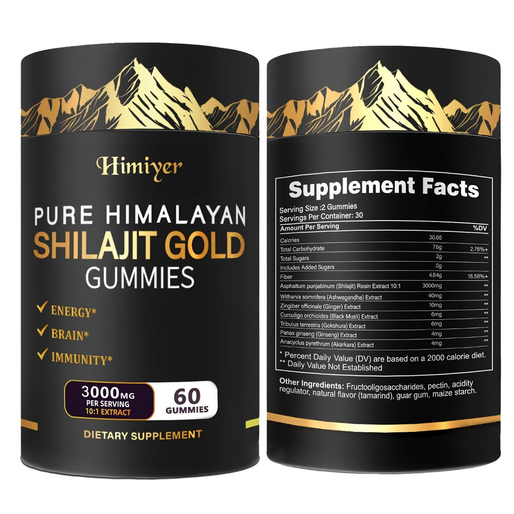 2pcs Shilajit Gummies - 3000mg Pure Himalayan Shilajit, with Ginger, Deer Antler Grass, Life, Ashwagandha Perfect Combination to Take Care Of Your Health