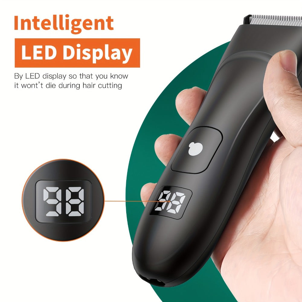 Ball Trimmer For Men - IPX7 Body Hair Trimmer, Ceramic Blade, LCD Battery Display, Replaceable Blade Head, Electric Groin & Pubic Shaver ES030