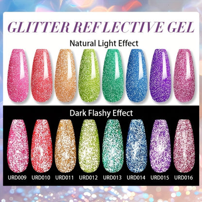 Gel Nail Polish Reflective Glitter - UR SUGAR 15ml Fluorescent Neon Shimmer Soak Off UV LED Semi Permanent Nail Art Varnish Manicure