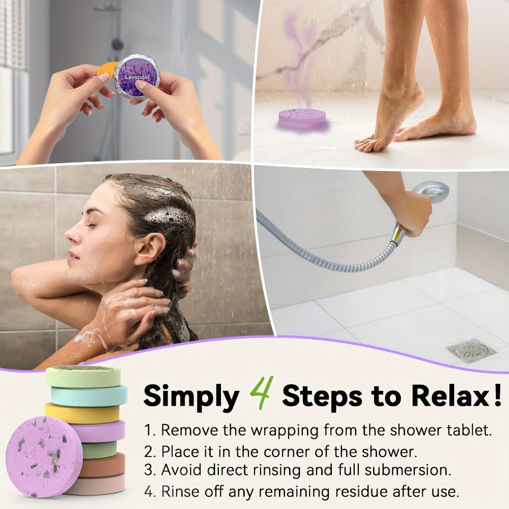 Shower Steamers Aromatherapy 6pcs Essential Oil Shower Tablets Eucalyptus Lavender Mint Citrus Jasmine Grapefruit Natural Spa Shower Bombs Self Care Gift for Women Men Bath Tablets