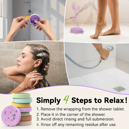 Shower Steamers Aromatherapy 6pcs Essential Oil Shower Tablets Eucalyptus Lavender Mint Citrus Jasmine Grapefruit Natural Spa Shower Bombs Self Care Gift for Women Men Bath Tablets
