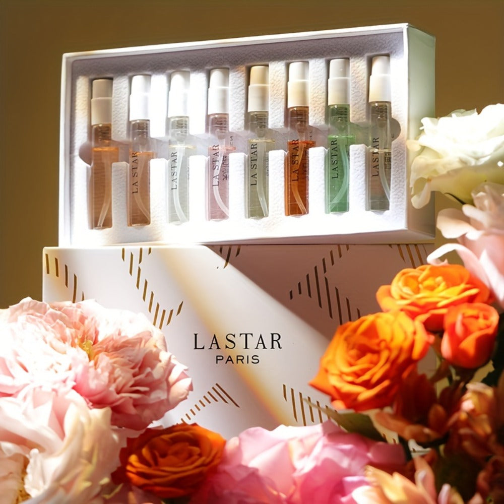 Mini Perfume Set for Women 8 Piece Gift Box - Woody Floral Fruity Fragrance Sampler Kit Long Lasting 0.81oz Each Travel Friendly Holiday Christmas Birthday Gift