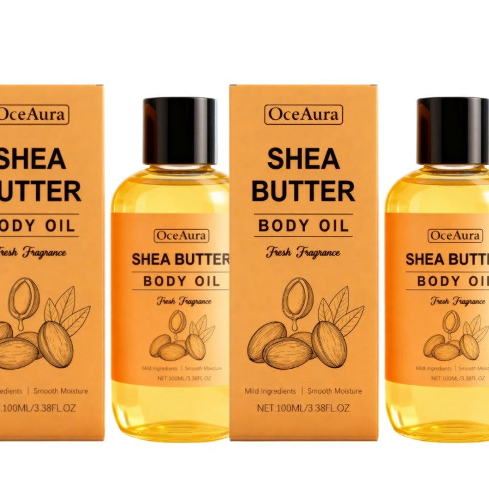 2pcs Oceaura Shea Butter Body Oil. This Oil Is Gentle And Moisturizing, Suitable for The Entire Body. It Has a Light Texture And Is Easily Absorbed. The Body Oil Has a Mild Cleansing Formula, with Thick And Creamy Foam That Is Not Tight. It Is Sui