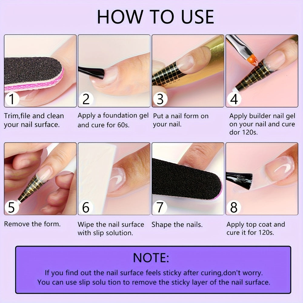 Builder Gel Nail Kit /LED Nail Extension Gel, Clear White Pink Nude Pink Color Thickening Apex Nail Strengthener Professional Nails Art Manicure Set Salon Home DIY, 150g