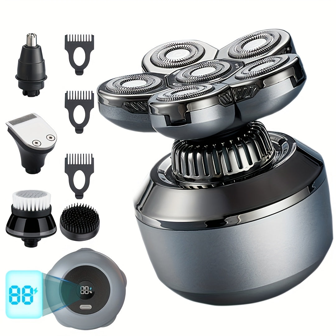 Rotary Shaver for Men 8D Wet Dry Electric Head Shaver IPX5 Waterproof LED Digital Display Beard Nose Hair Trimmer Multi-Function Kit WK5810 ZN6100 Replacement Blades