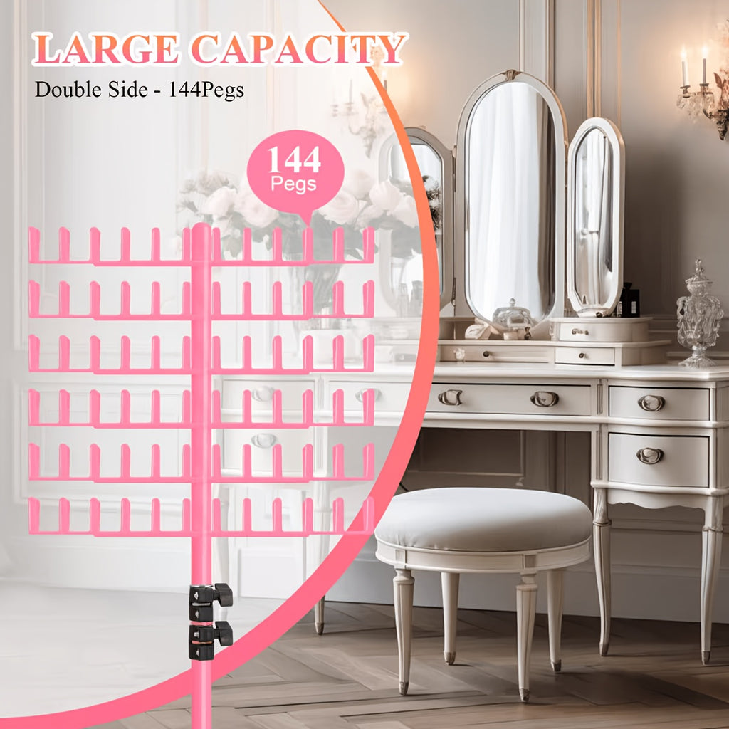 [Hair Extension Holder] Braiding Hair Rack Standing Hair Extension Holder Hanger, 144 Pegs Hair Divider Rack For Braiding Hair Separator Stand Display Stand