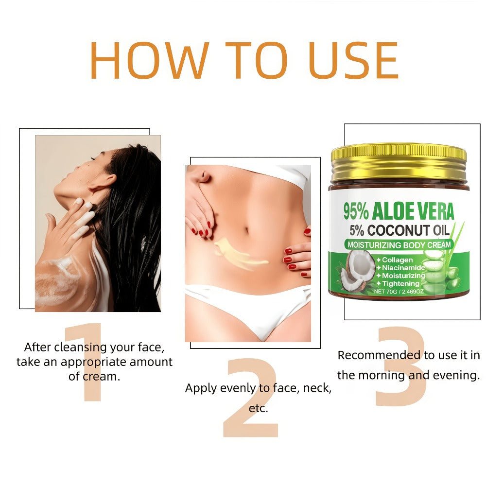 Aloe Collagen Firming Moisturizing Face Cream 2-Pack - Hyaluronic Acid & Coconut Oil Deep Hydrating Skin Care for Dry Skin, Anti-Aging Tightening Cream for All Skin Types, Women's Daily Moisturizer