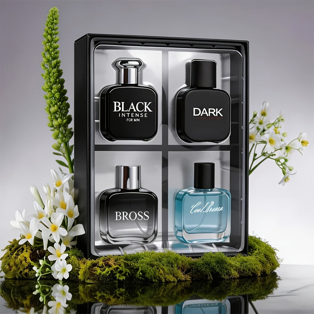 Cologne Gift Set for Men 4-Pack Fresh Eau de Parfum Long Lasting Crisp Scents 1 fl oz Each with Optional 1.5oz Body Mist Bundle Perfect Gift for Him