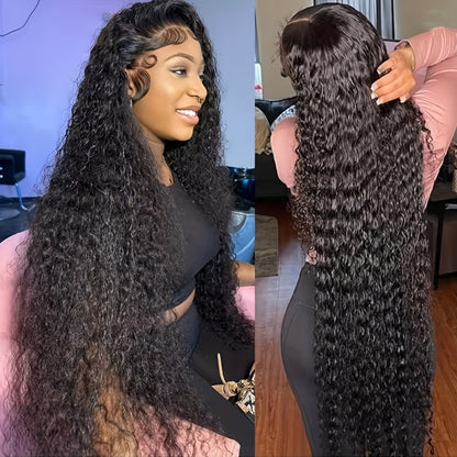 13x4 Lace Front Wig Synthetic Loose Curly Wave Glueless Pre Plucked Heat Resistant for Women Natural Hairline Daily Party 22 24 32 34 Inch Color 1B