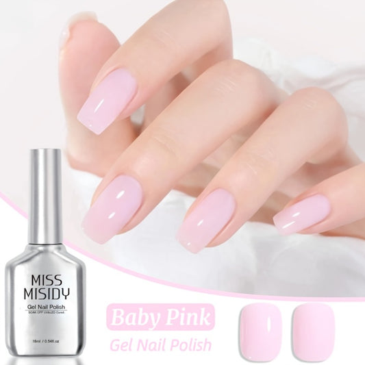 Gel Nail Polish Pink Soak Off - MISS MISIDY 16ml Baby Pink UV LED Gel Polish, Long Lasting Nail Art Gel for Home & Salon Use, Easy Soak Off Formula