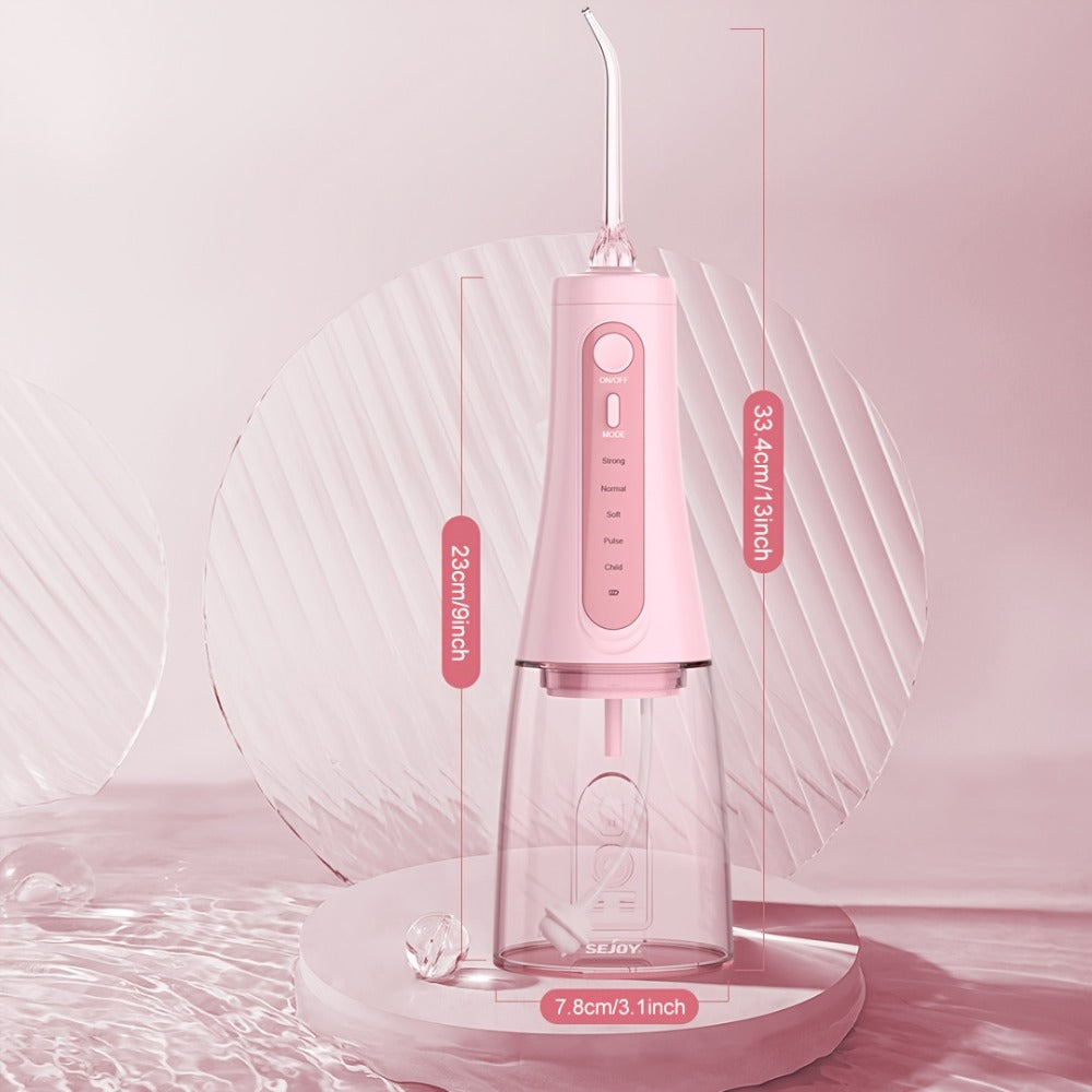 Water Dental Flosser Oral Irrigator — 5 Modes, 6 Tips, IPX7 Waterproof, 350ml Cordless Rechargeable Water Flosser for Braces, Bridges, Travel & Home Teeth Cleaning