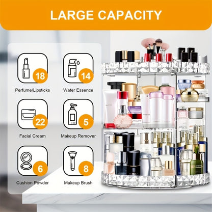 Makeup Organizer Rotating 360° Spinning Cosmetic Storage Display Rack Large Capacity Skincare Holder for Vanity Countertop Bathroom Dresser 7 Adjustable Layers