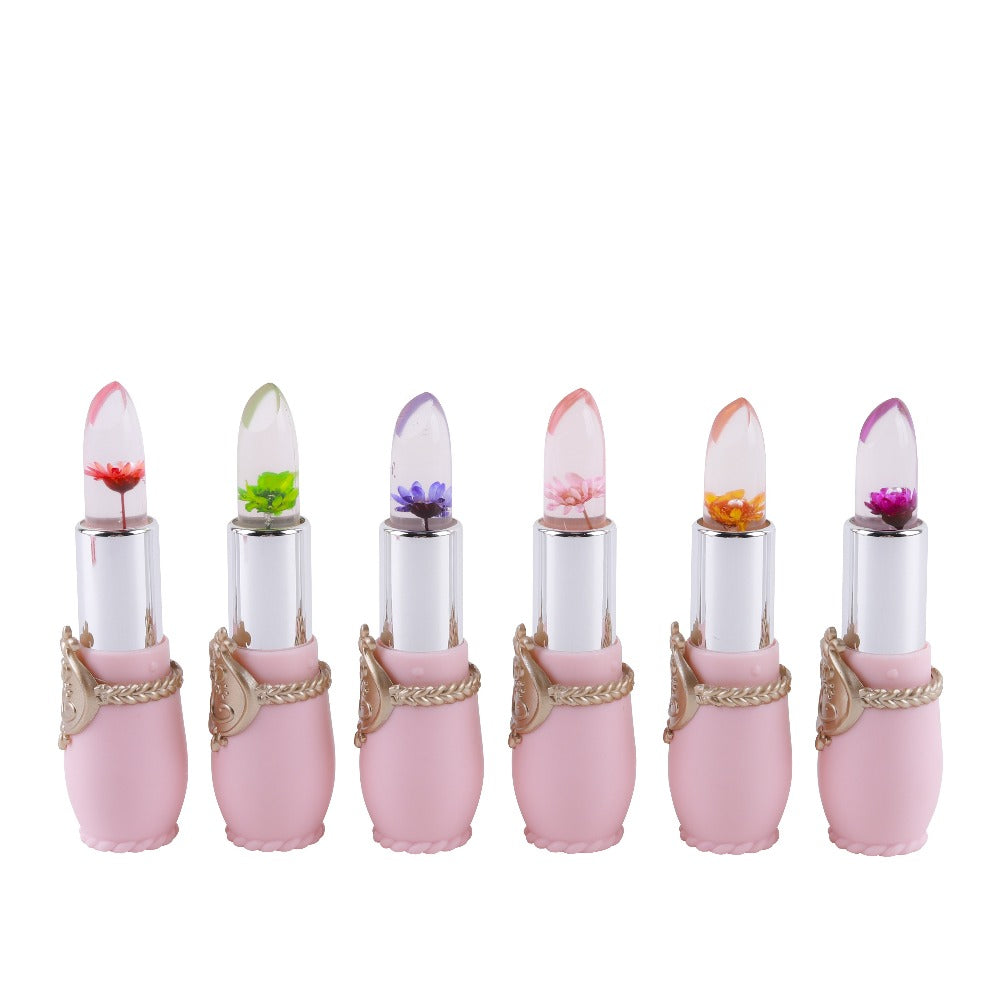 Flower Jelly Lipstick Set 6pcs Color Changing Lip Balm Thermostat Moisturizing Long Lasting Peach Flavor Lip Care Gift for Women